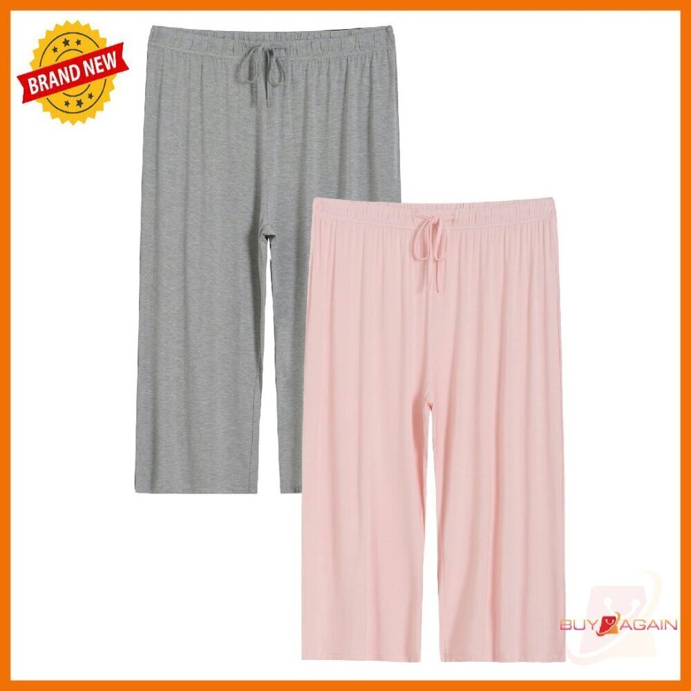 Plus Size Capri Pajama Pants Wide Leg Lounge Sleepwear Soft Viscose
